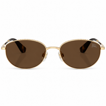 Burberry Rose Gold Metal Oval Sunglasses with Light Brown Lenses (B3169)