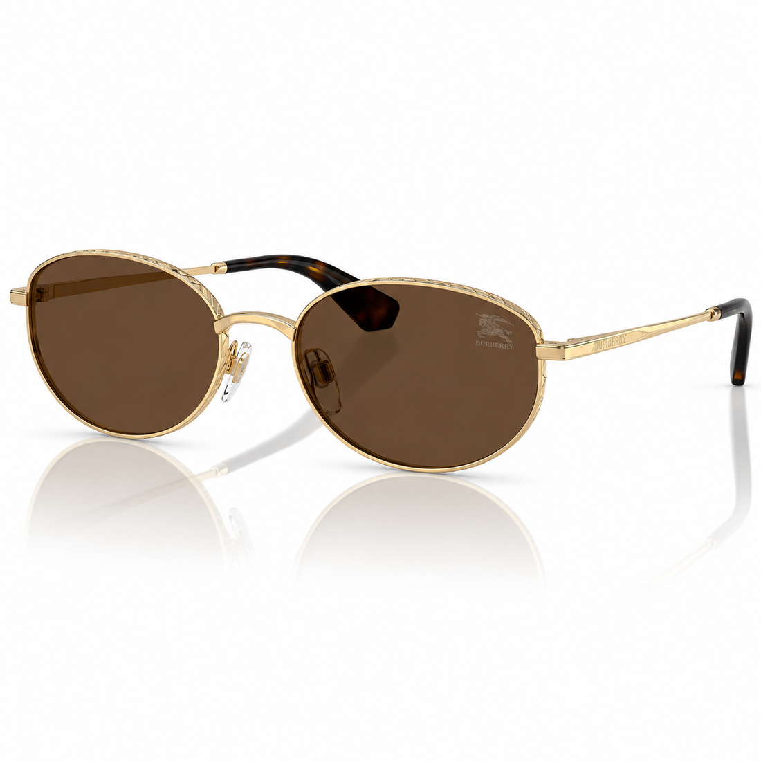 Burberry Rose Gold Metal Oval Sunglasses with Light Brown Lenses (B3169)