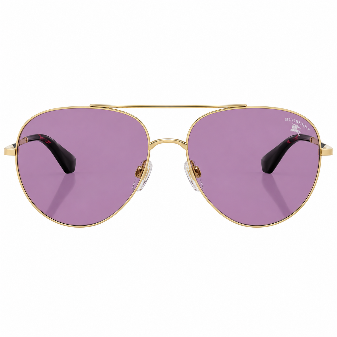 Burberry Men's Gold Metal Frame Sunglasses with Dark Violet Lenses (B3172)