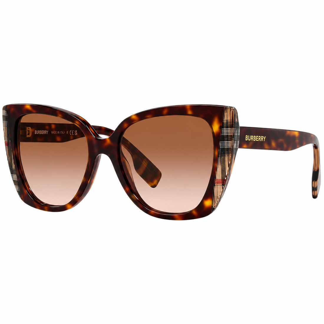 Burberry Havana Tortoise Acetate and Black Sunglasses with Gradient Brown Lenses (B4393)