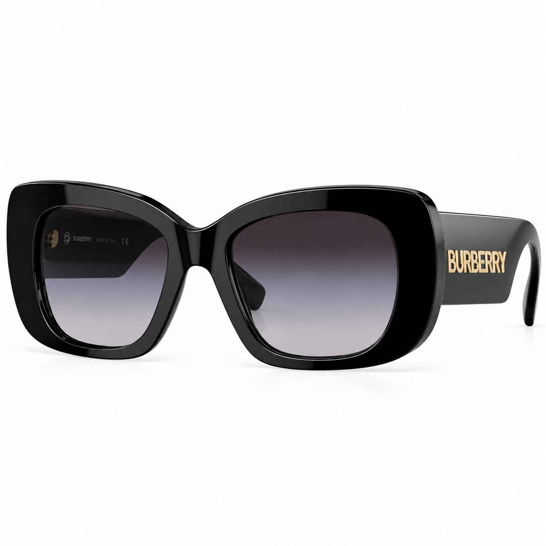 Burberry Black Square Designer Sunglasses with Grey Gradient Lenses for Women (B4410)