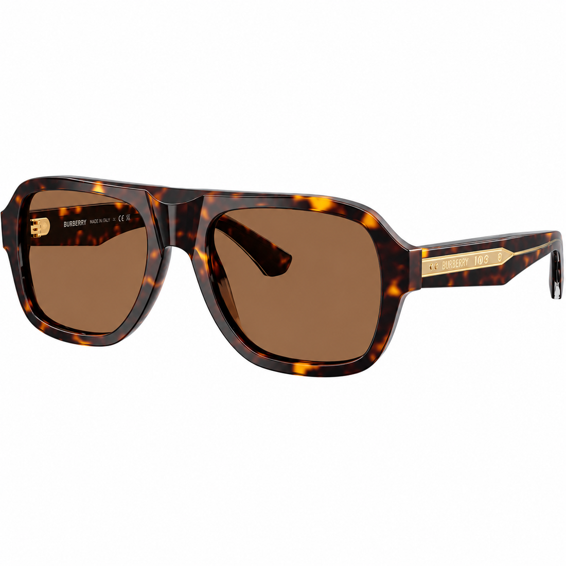 Burberry Havana Brown and Black Acetate Sunglasses with Dark Brown Lenses (B4478)