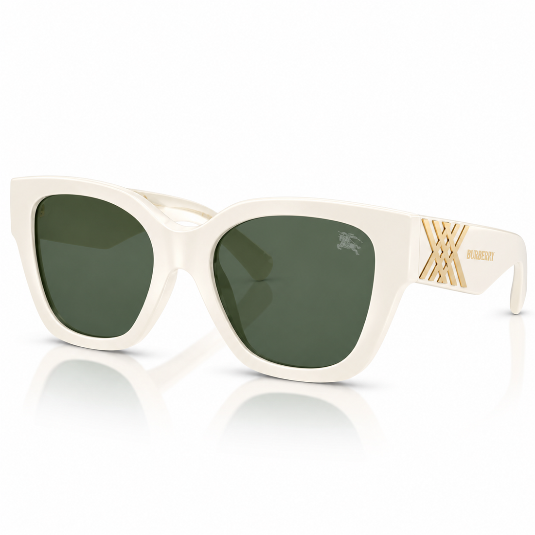Burberry White and Black Acetate Sunglasses with Green / grey Lenses for Men (B4489-U)