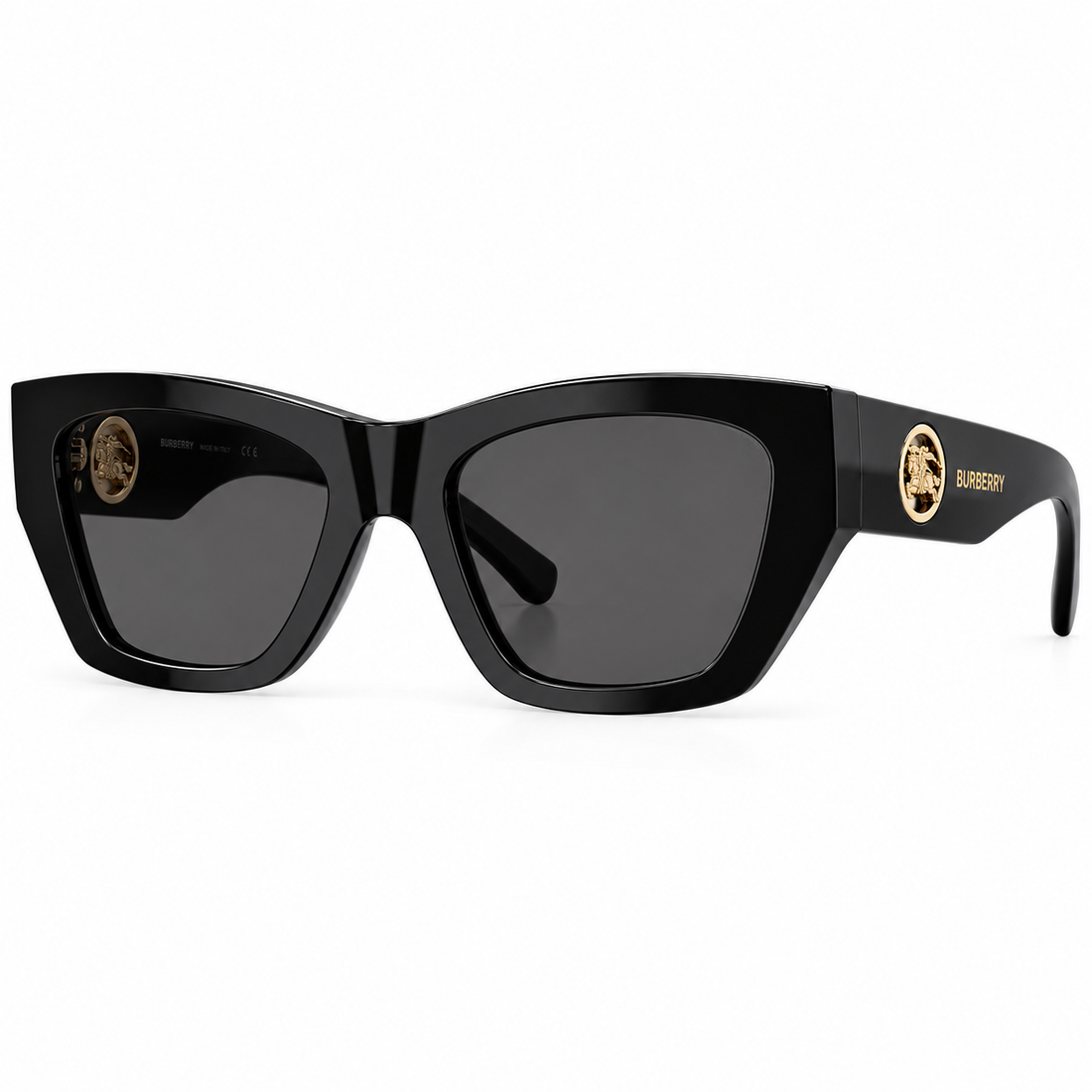 Burberry Black Square Designer Sunglasses for Women with Gold Emblem Details (B4492)