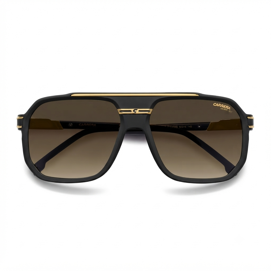 Carrera Black and Gold Metal Navigator Sunglasses with Polarized Lenses for Men (CARRERA 1077/S)