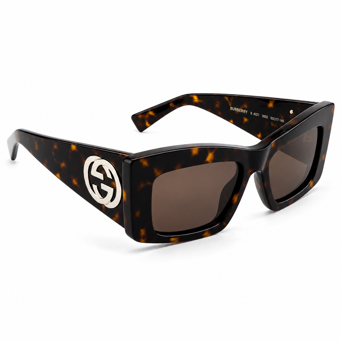Gucci Black Brown Acetate Square Sunglasses with Light Brown Lenses (GG1842S)