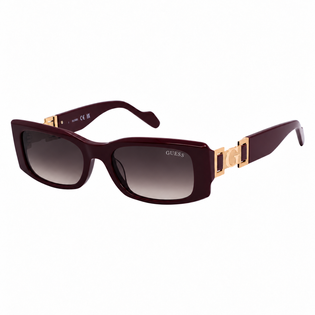 Guess Women Burgundy Full Rim Rectangle Sunglasses with Gradient Lenses (GU00345)