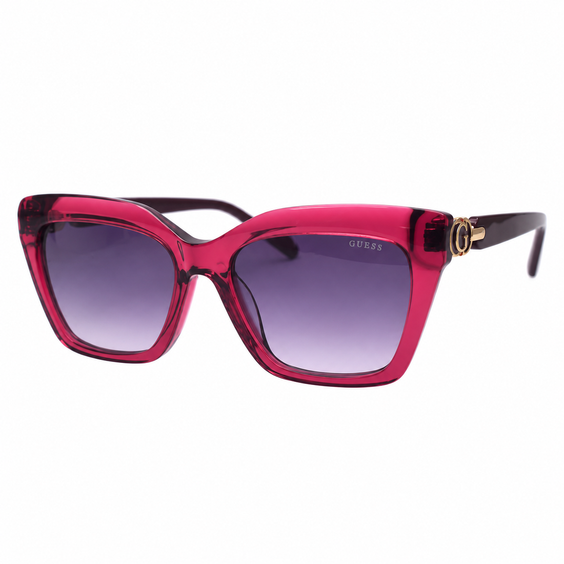 Guess Women Burgundy Acetate Full Rim Sunglasses with Grey Gradient Lenses (GU00347)