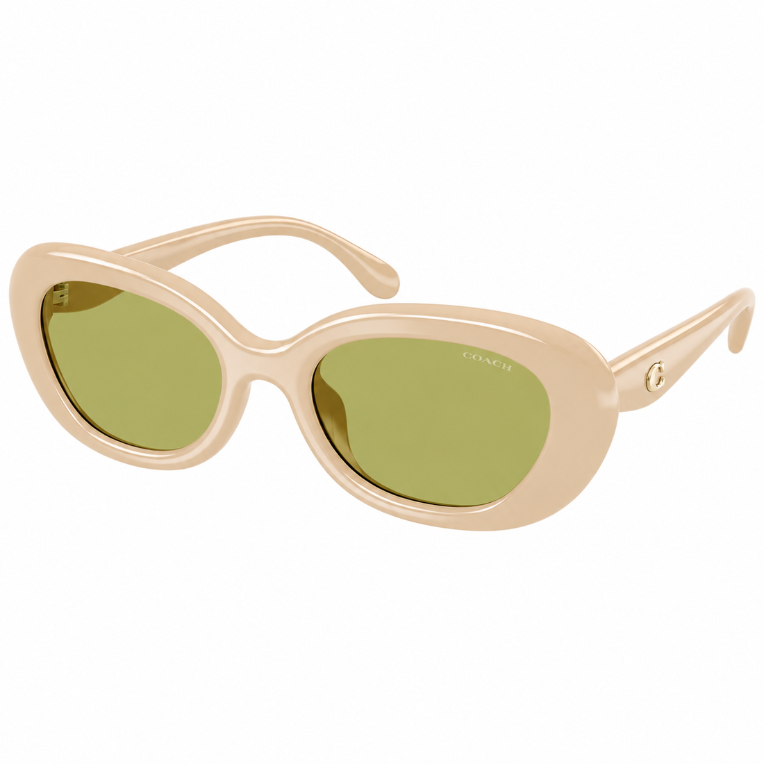 Coach Women's Full Rim Oval Sunglasses in Solid Eggshell with Pistachio Lenses (HC8448U)