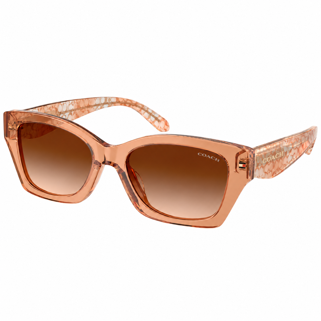 Coach Women Peach Brown Full Rim Acetate Sunglasses with Gradient Lenses (HC8451U)