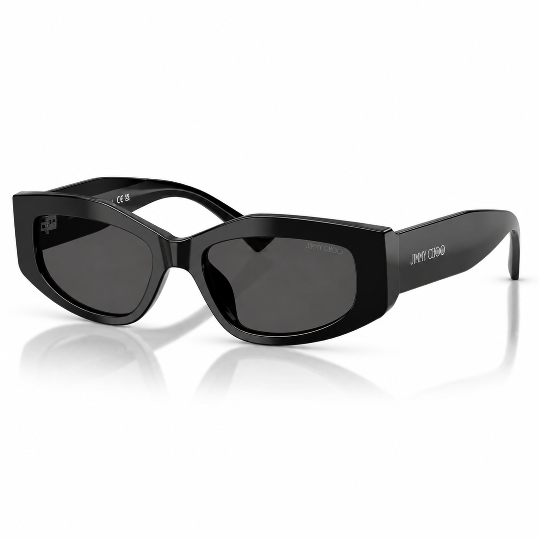 Jimmy Choo Black Acetate Cat Eye Designer Sunglasses with Grey Lenses for Women (JC5046BU)