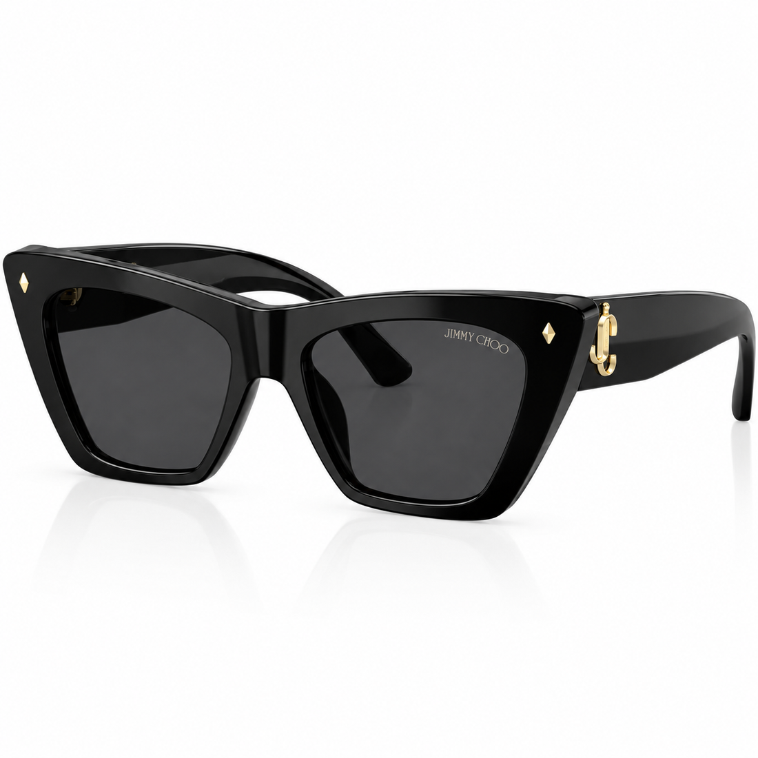 Jimmy Choo Black Geometric Sunglasses for Women with Gold Logo (JC5062U)