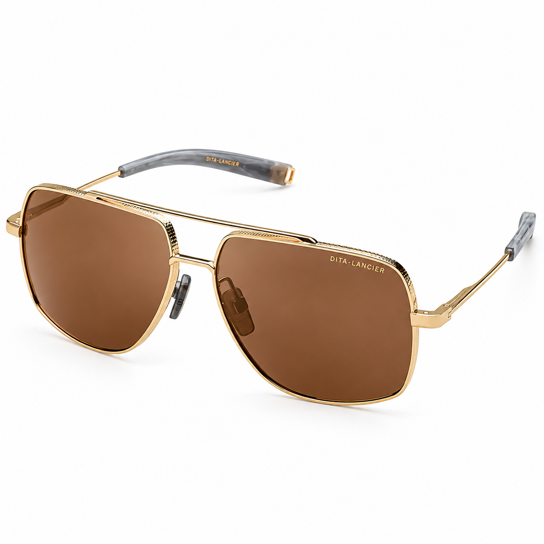 Dita-Lancier Gold Titanium Navigator Sunglasses with Green and Grey Lenses (LSA107)