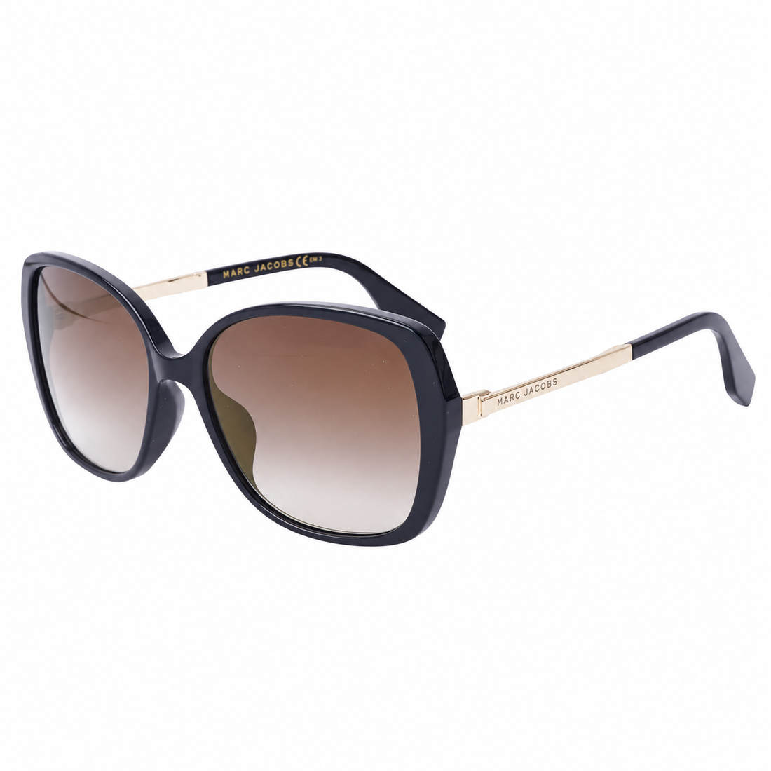 Marc Jacobs Black Acetate Full Rim Sunglasses with Gradient Brown Lenses (MARC304S)