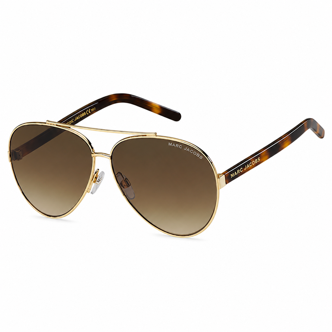 Marc Jacobs Gold Havana Aviator Sunglasses with Gradient Brown Lenses for Men (MARC522S)