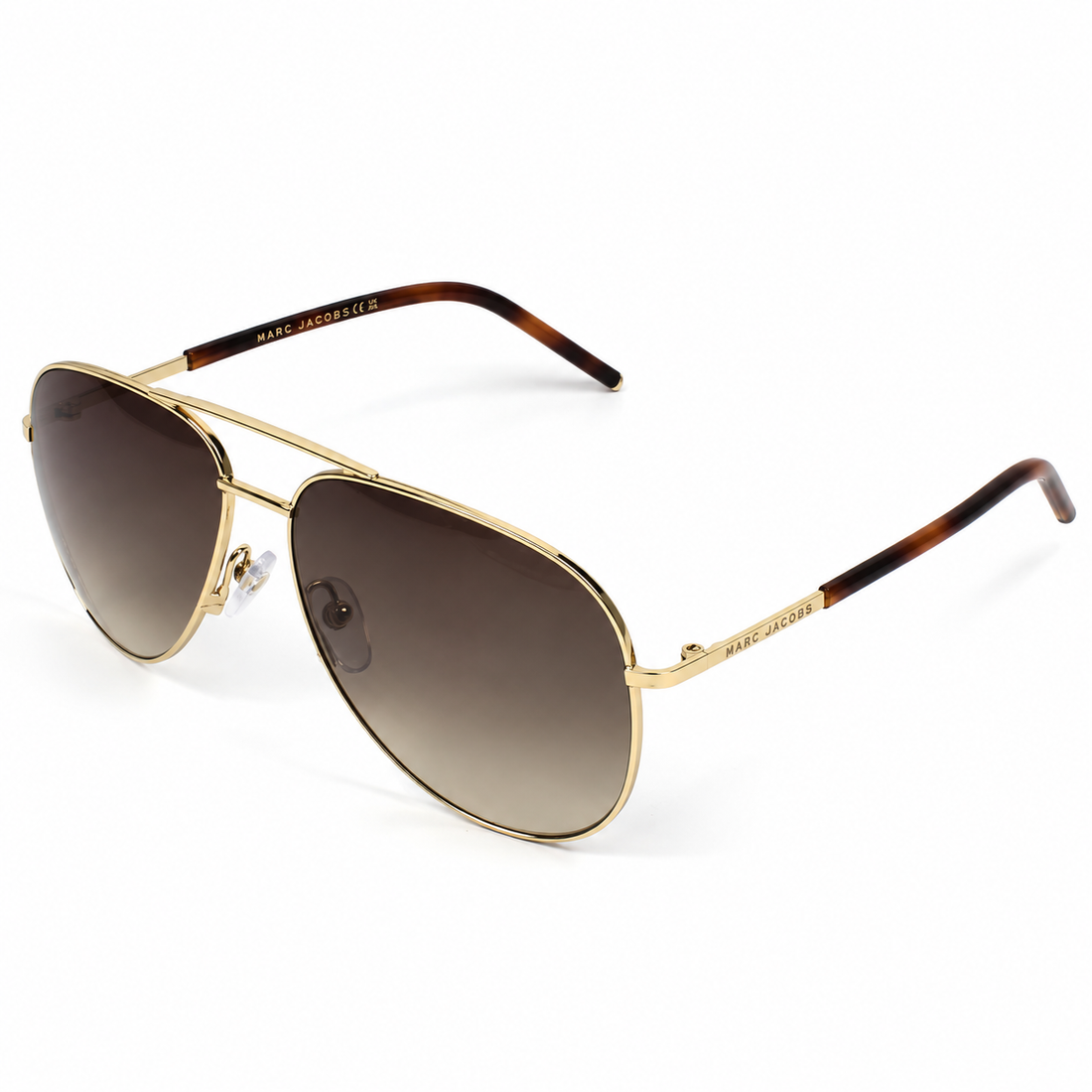 Marc Jacobs Gold Metal Aviator Sunglasses with Brown Gradient Lenses for Men (MARC60S)