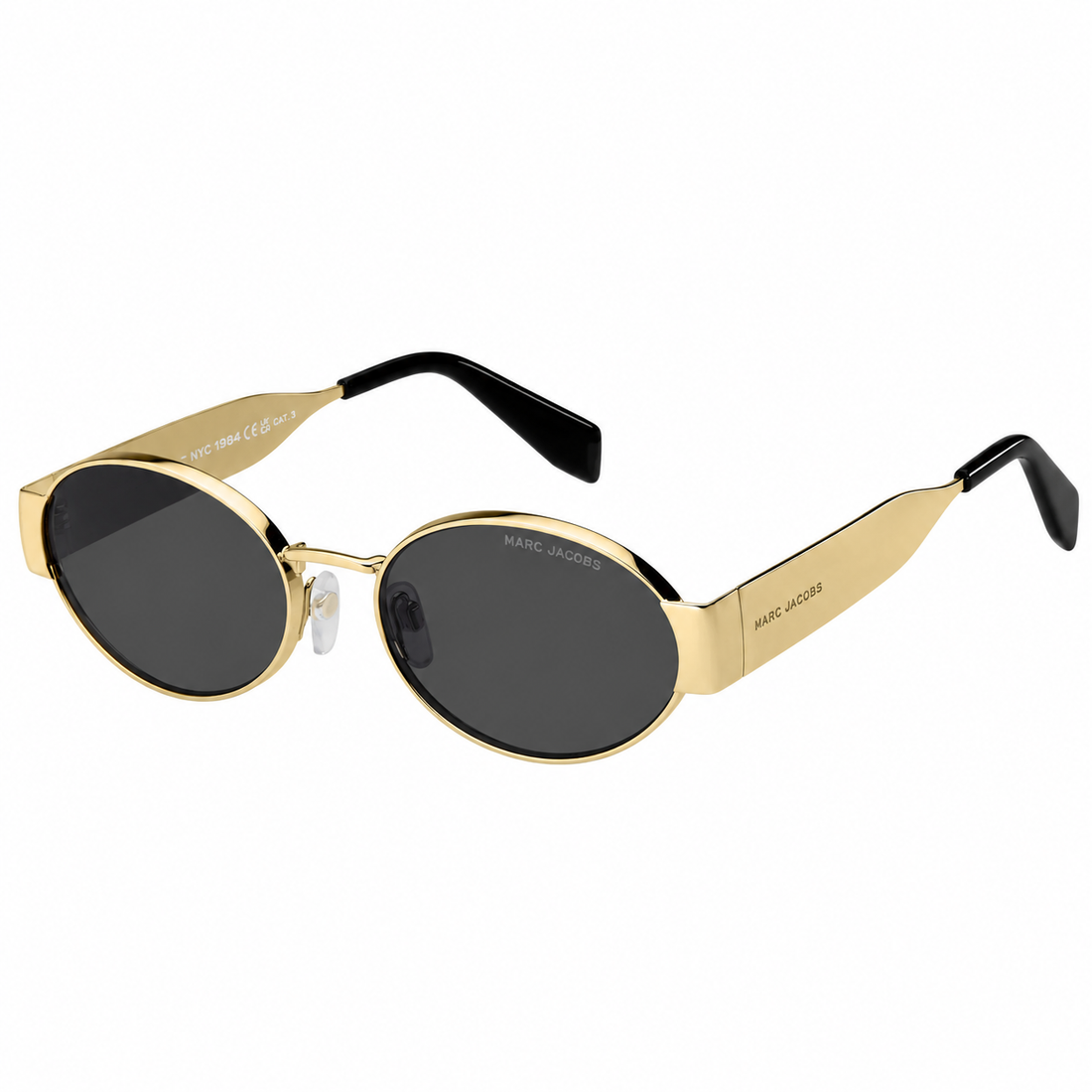 Marc Jacobs Unisex Gold Metal Oval Grey Lens Designer Sunglasses (MARC806S)