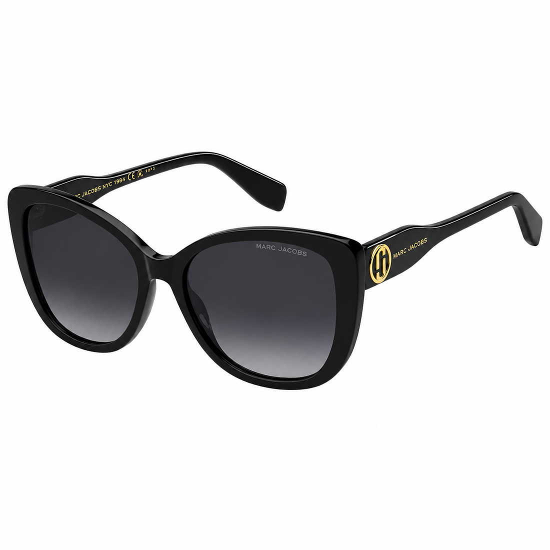 Marc Jacobs Black Acetate Full Rim Sunglasses with Gradient Grey Lenses (MARC815S)