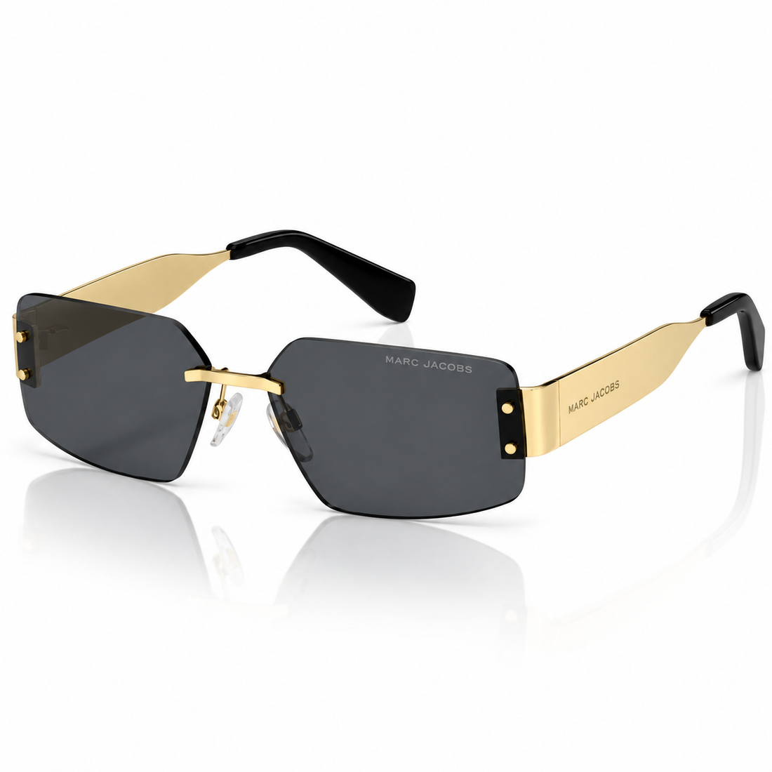 Marc Jacobs Rimless Gold Metal Sunglasses with Blue, Green and Grey Lens Options (MARC875S)