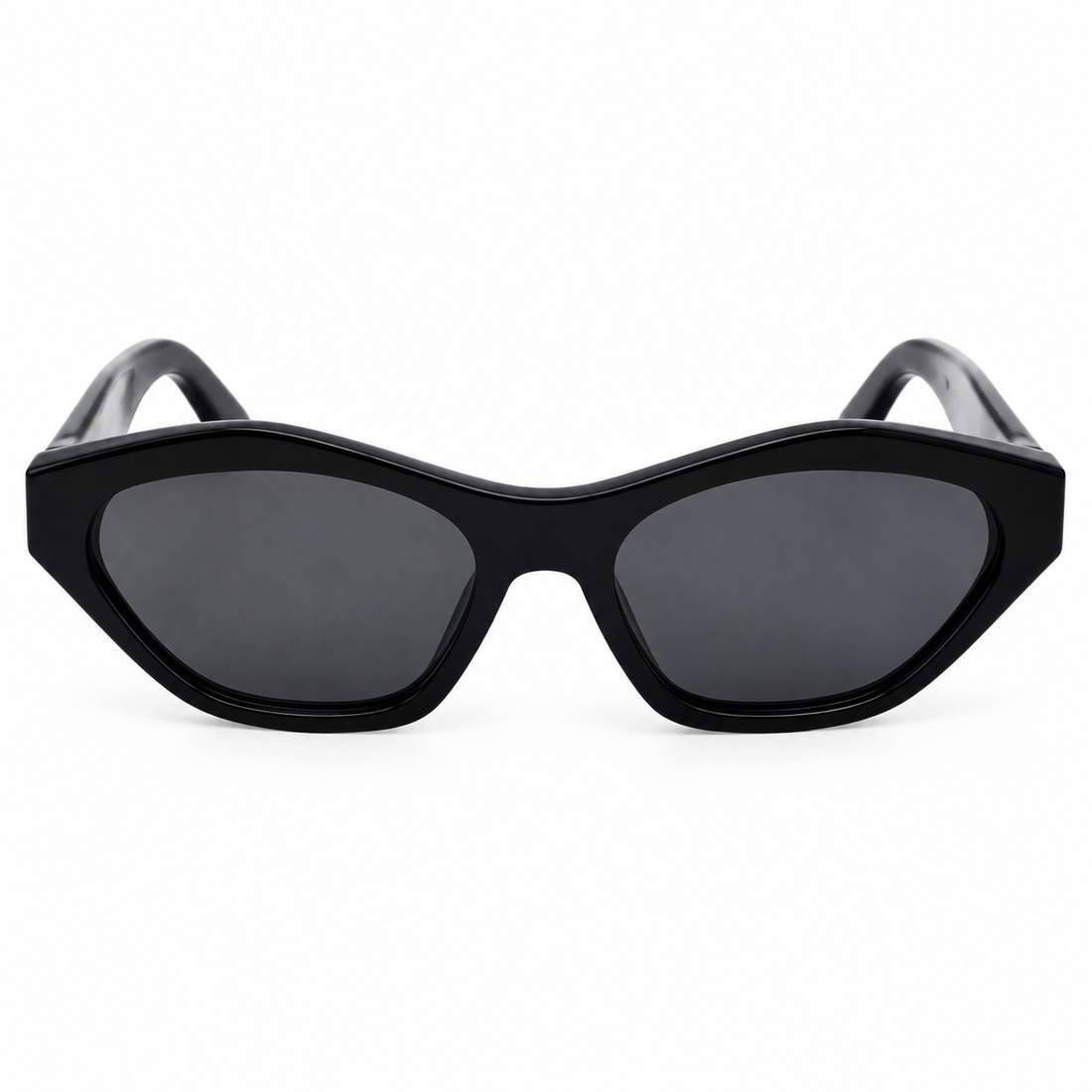 Off-White Black Acetate Cat Eye Sunglasses with Grey UV Protection Lenses (OERI13H)