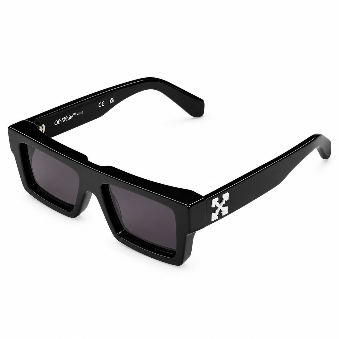Off-White Black Acetate Square Sunglasses with Grey UV Protection Lenses (OW1013)