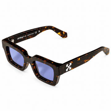 Off-White Dark Havana Acetate Square Sunglasses with Blue UV Protection Lenses (OW1022)