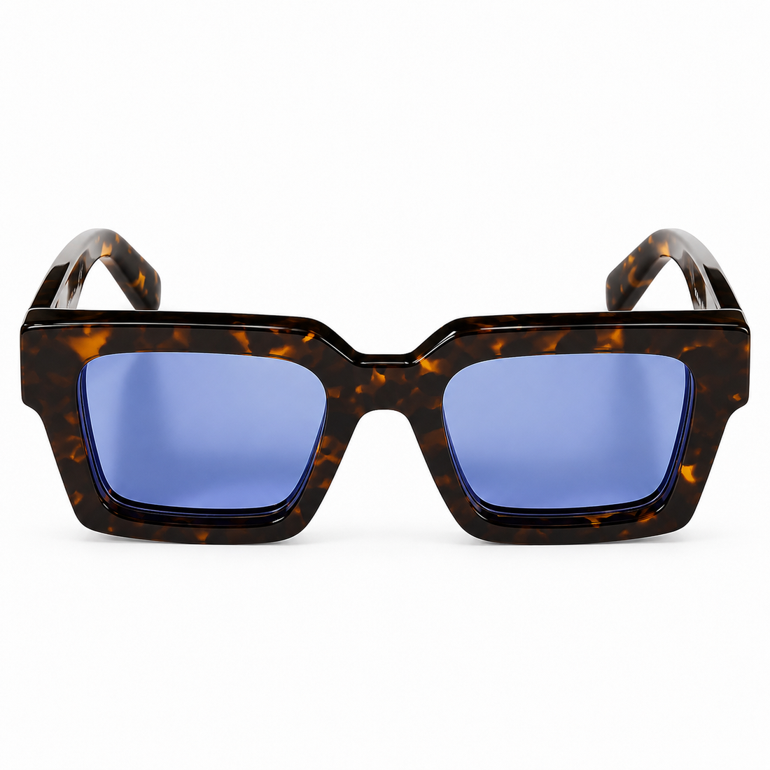 Off-White Dark Havana Acetate Square Sunglasses with Blue UV Protection Lenses (OW1022)