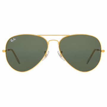 Ray-Ban Unisex Aviator Sunglasses with Rose Gold Metal Frame and Green Lenses (RB3026)