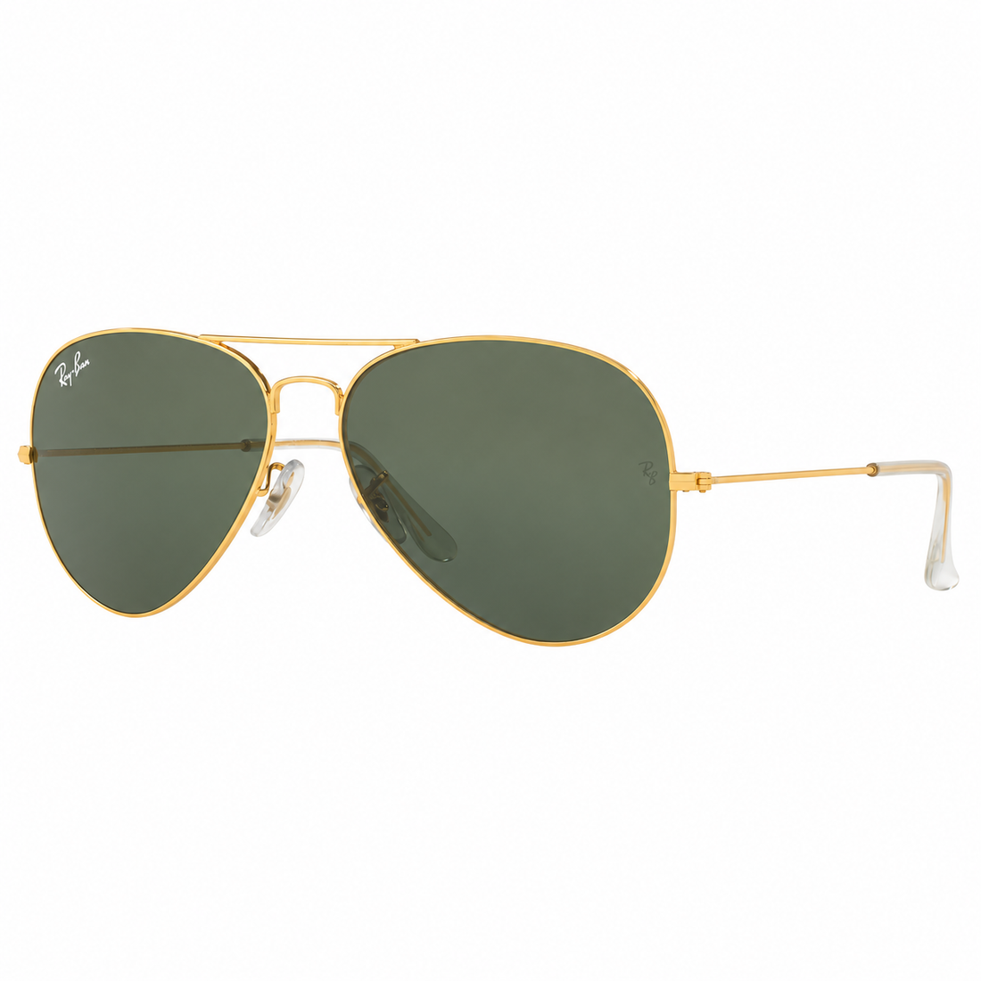 Ray-Ban Unisex Aviator Sunglasses with Rose Gold Metal Frame and Green Lenses (RB3026)