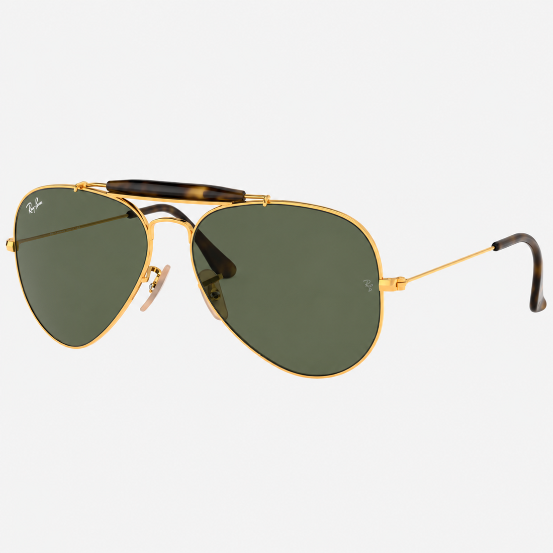 Ray-Ban Full Rim Aviator Sunglasses with Gold Metal Frame and Green Lenses (RB3029)