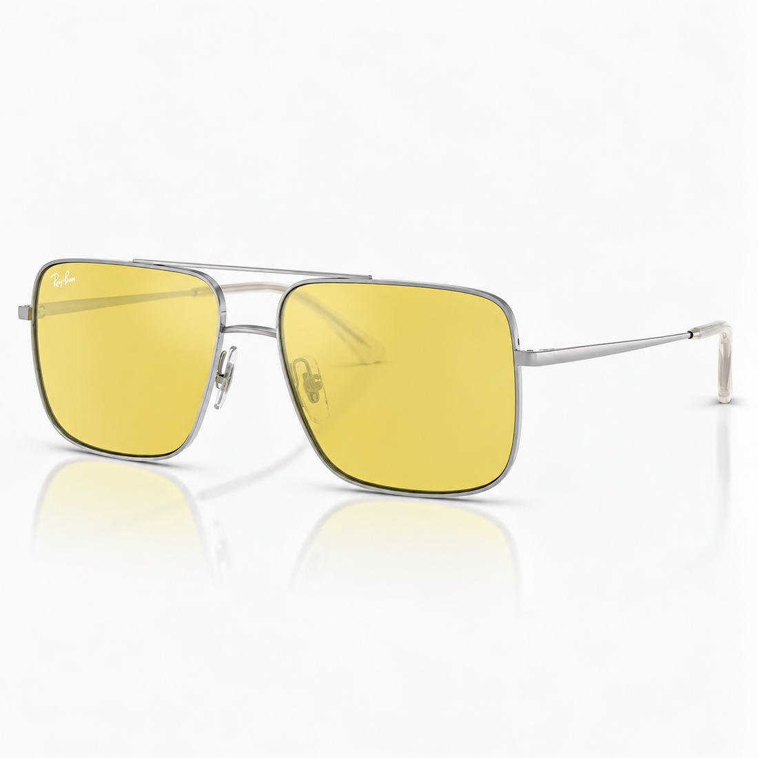 Ray-Ban Unisex Square Full Rim Sunglasses with Silver Metal Frame (RB3758)