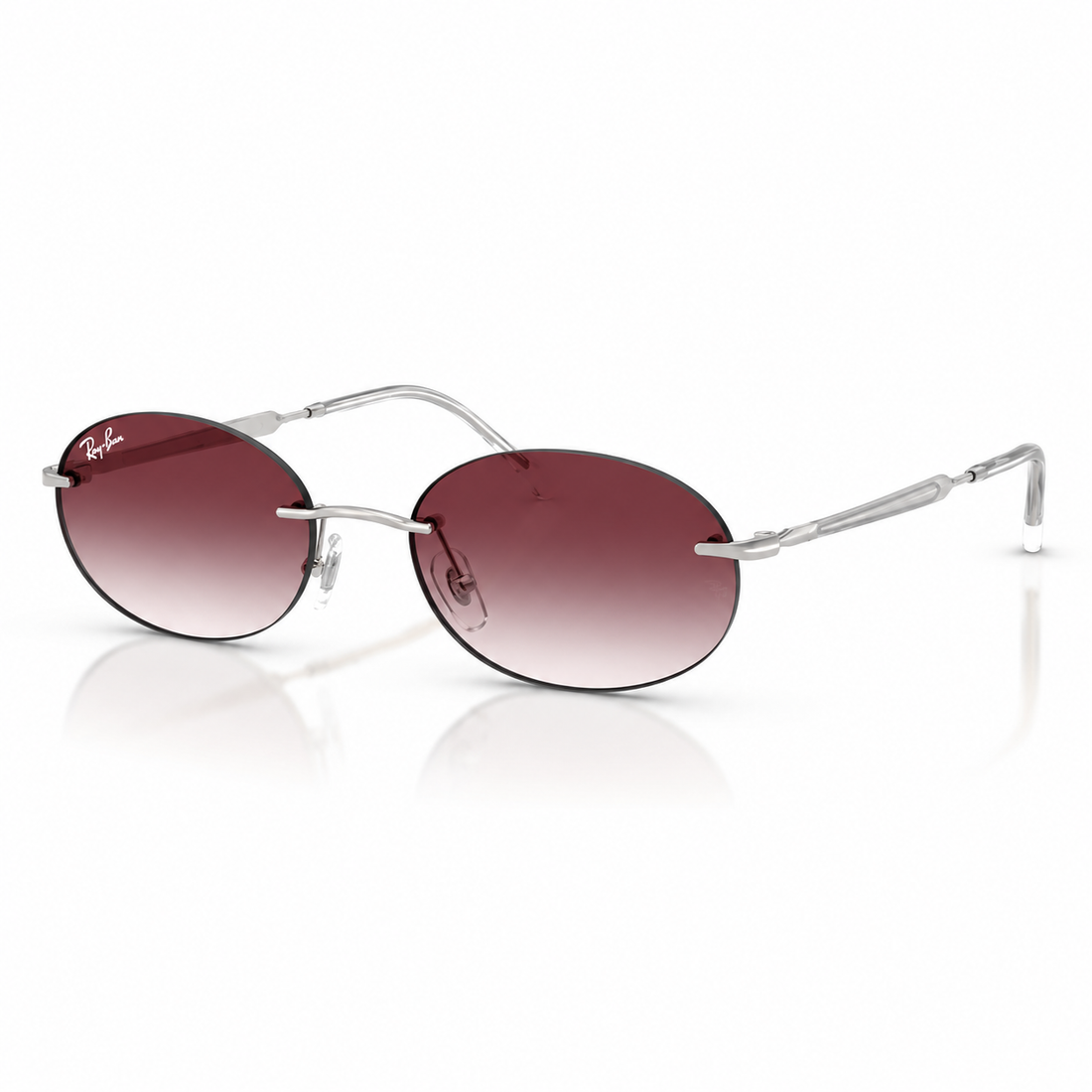Ray-Ban Unisex Rimless Oval Sunglasses with Silver and Gold Metal Frame (RB3767)