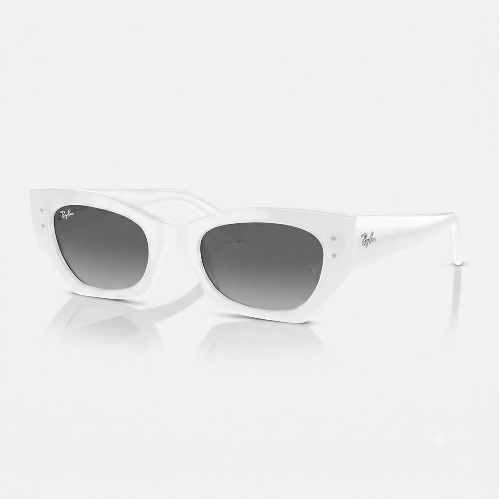 Ray-Ban Unisex White Full Rim Cat Eye Sunglasses with Grey Gradient Lenses (RB4430)