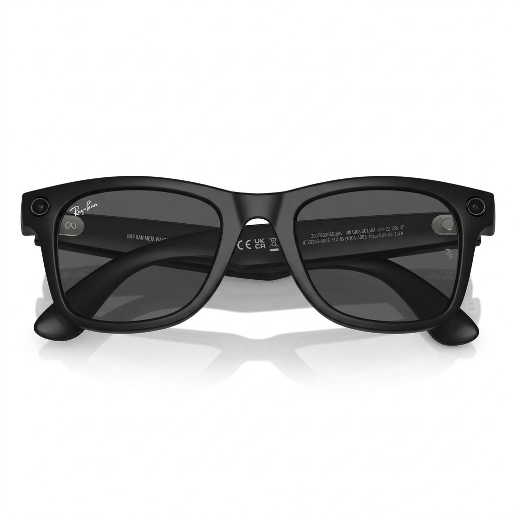 Ray-Ban Matte Black Meta Wayfarer Smart Glasses with Clear Lenses and Voice Control (RW4008)