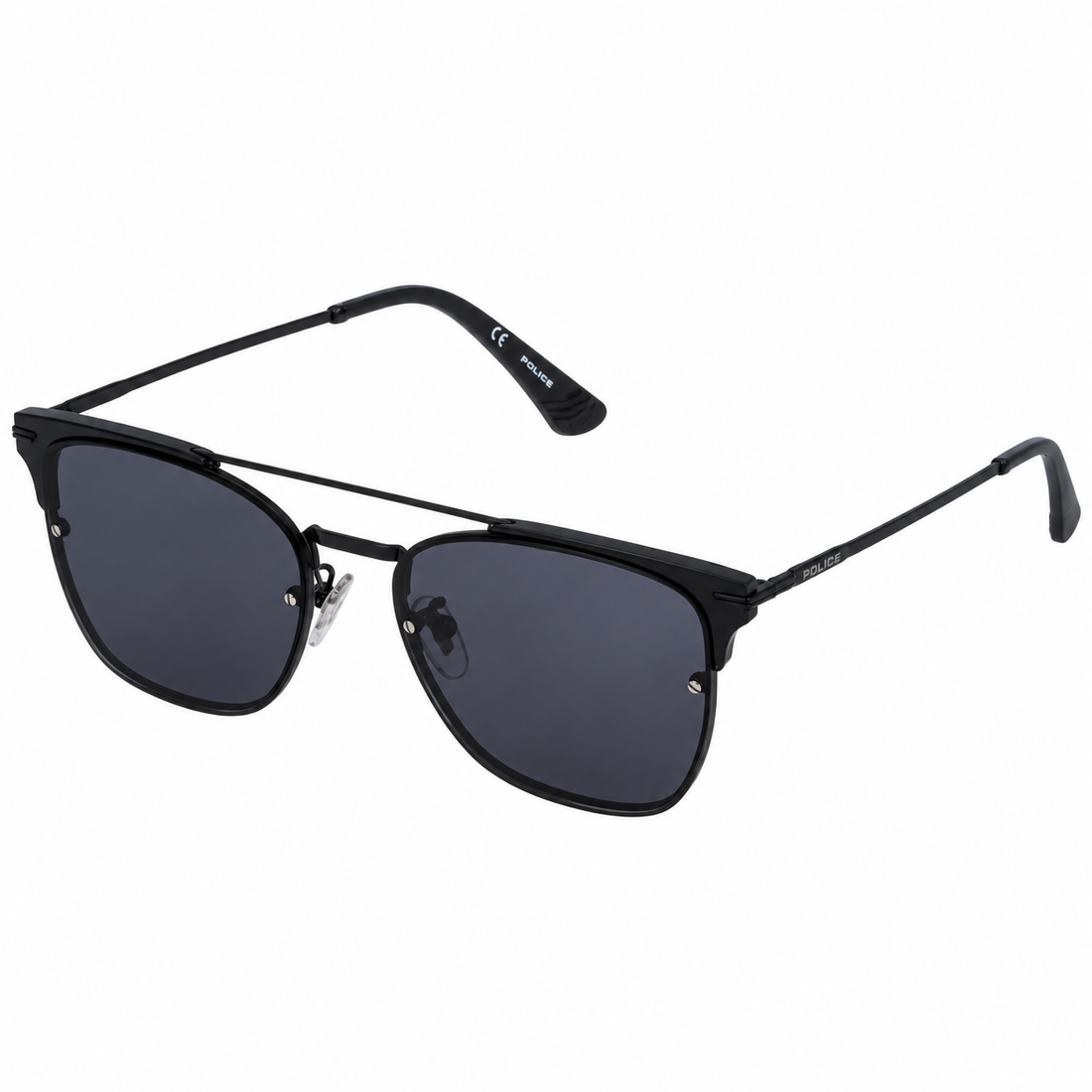 Police Men Black Metal Full Rim Sunglasses with Dark Grey Lenses (SPL577)