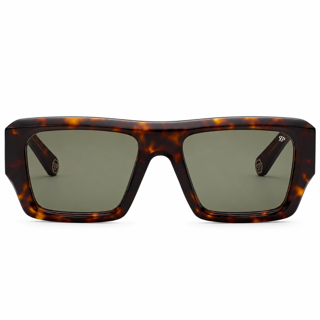 Philipp Plein Havana Dark Tortoise Acetate Green Lens Sunglasses (SPP144)