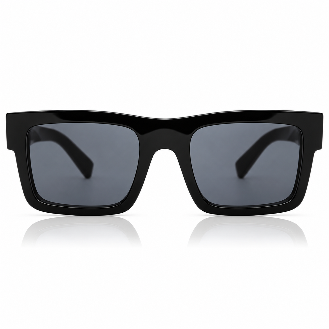 Prada Grey Acetate Square Sunglasses with Dark Grey Lenses and Luxury Temple Detail (SPR19W)