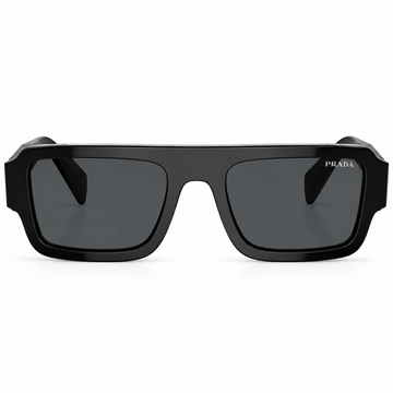 Prada Black Acetate Sunglasses with Dark Grey Lenses and Bold Square Frame (SPRA05)