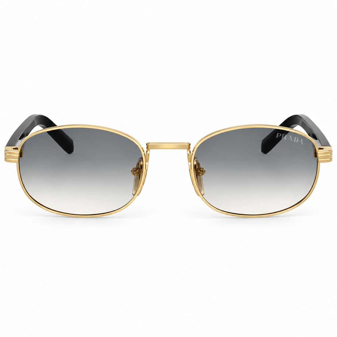 Prada Pale Gold Metal Round Square Sunglasses with Slate Grey Gradient Lenses (SPRB53)