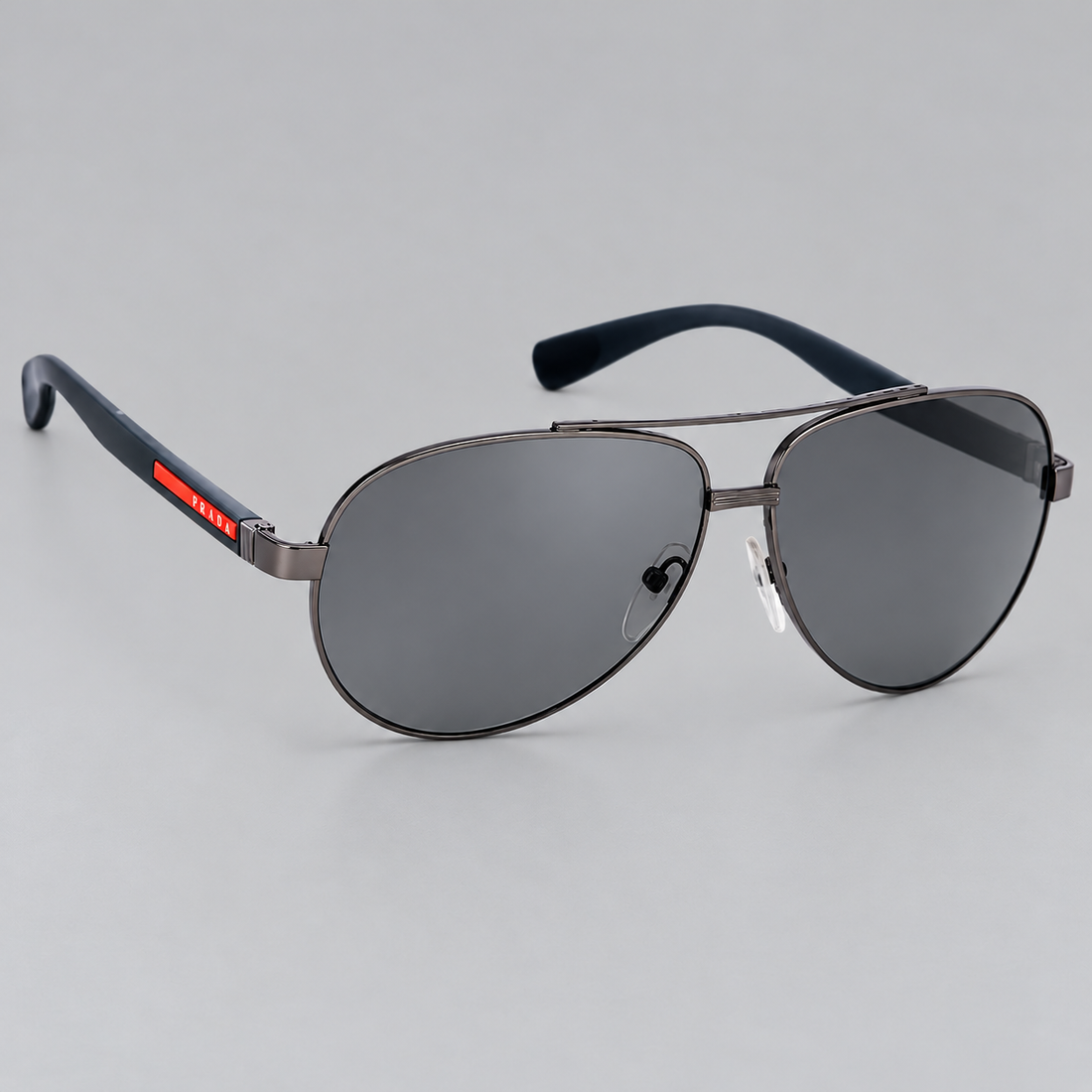 Prada Black Metal Aviator Sunglasses with Grey Gradient Lenses (SPS51N)