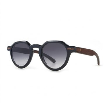 Vakay Black Oval Aviator Sunglasses with Havana Temple Detail and Modern Designer Style (STUNT)