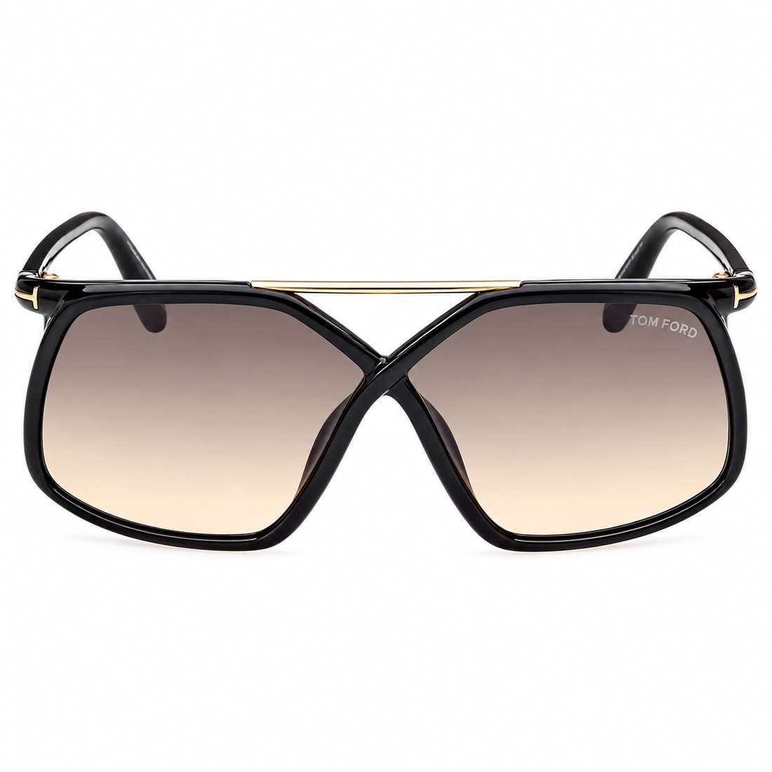 Tom Ford Shiny Black Acetate Square Sunglasses with Smoke Gradient Lenses (TF1038)