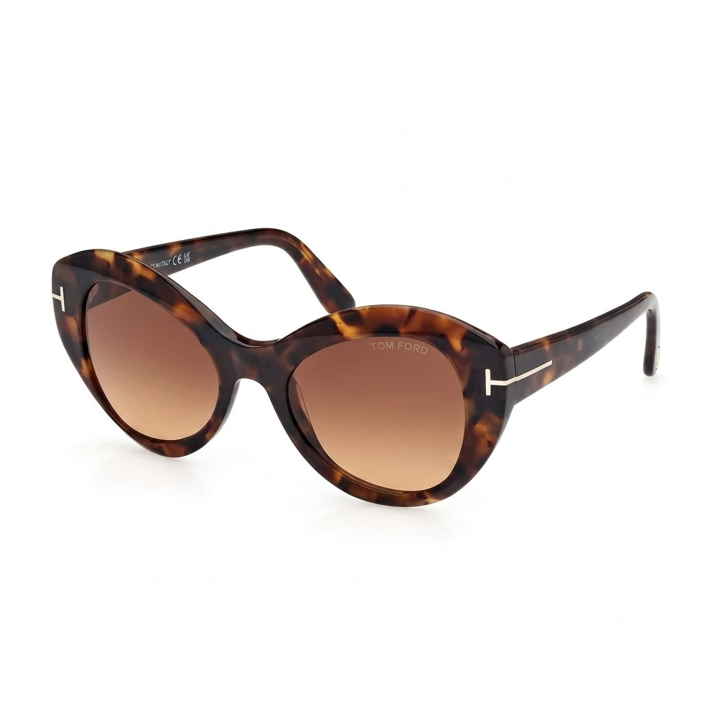 Tom Ford Luxury Sunglasses Goggles in Shiny Black & Havana Acetate with Gradient Lenses (TF1084)
