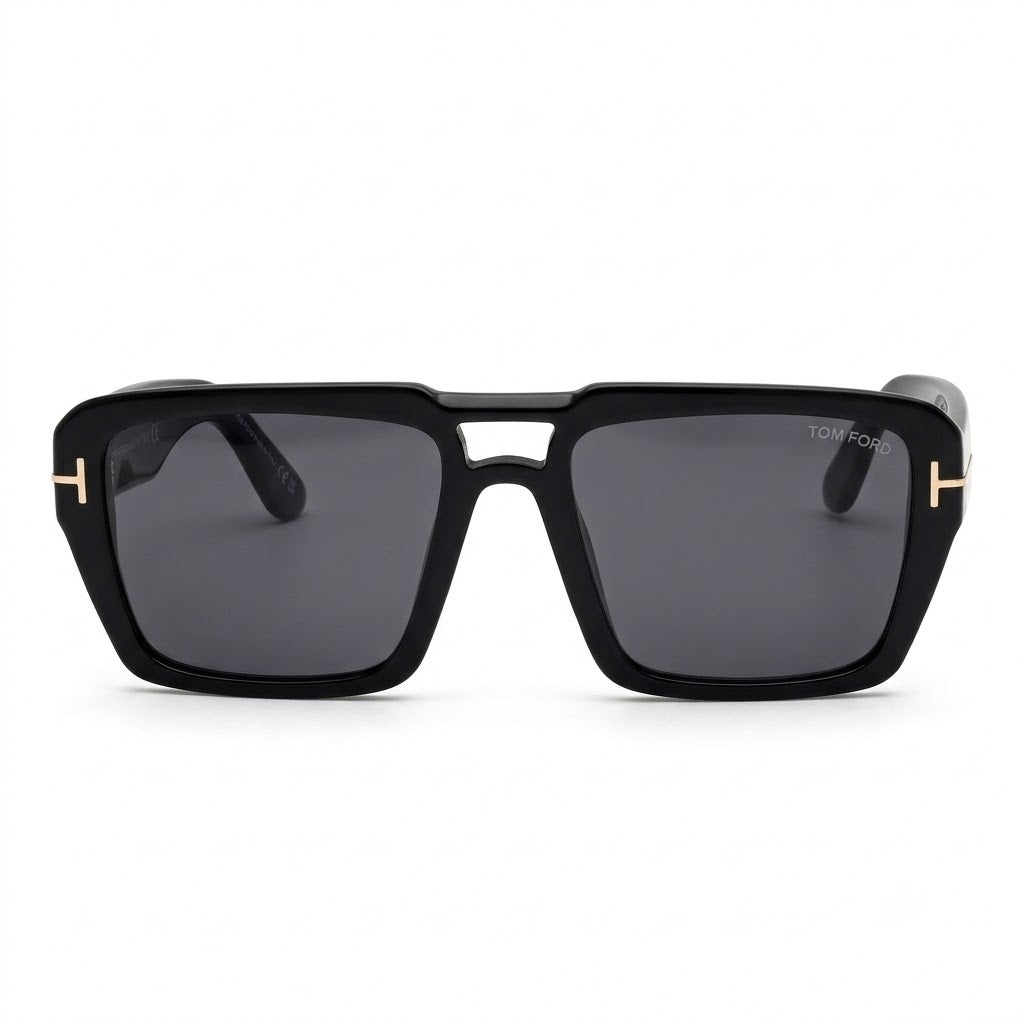 Tom Ford Sunglasses Goggles | Black Acetate Navigator Frame with Grey UV Lenses (TF1153)