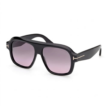 Tom Ford Sunglasses Goggles | Shiny Black Acetate Aviator Frame Grey Gradient Lenses (TF1324)