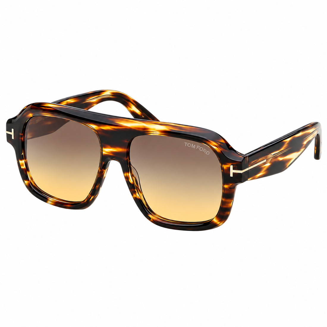 Tom Ford Sunglasses Goggles | Shiny Black Acetate Aviator Frame Grey Gradient Lenses (TF1324)
