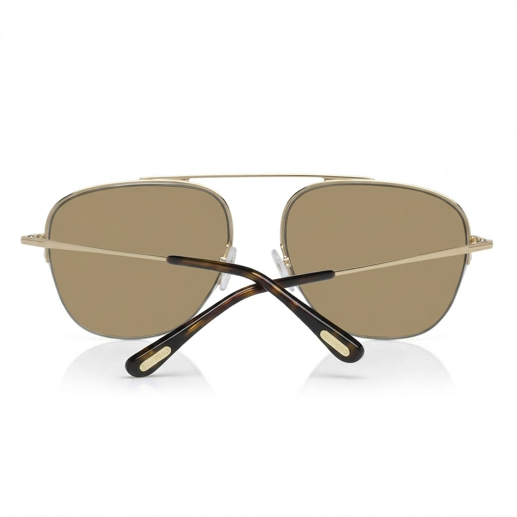 Tom Ford Sunglasses Goggles | Shiny Yellow Gold Metal Aviator Mirrored UV Eyewear (TF667)