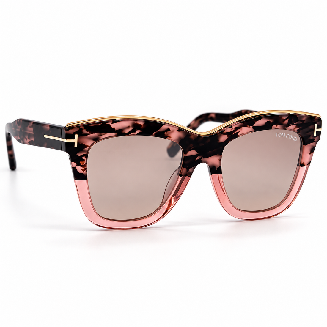 Tom Ford Women Havana Acetate Sunglasses with Pink Smoke Gradient Luxury Lenses (TF685)