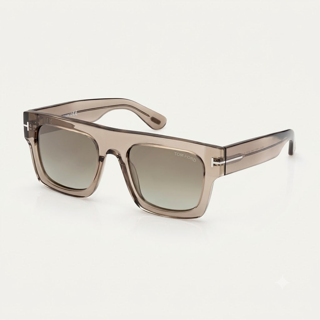 Tom Ford Flat Top Square Sunglasses Goggles | Black Acetate Frame with UV400 Dark Lenses (TF711)