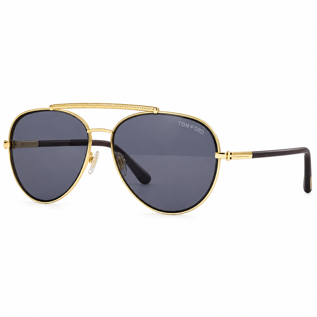 Tom Ford Unisex Gold Metal Aviator Sunglasses with Grey Smoke Gradient (TF748)